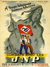 Propaganda poster for the French, Jeunesse Populaire Francaise,  a fascist youth movement created by Jacques Doriot and connected to his Parti Populaire Francais. It was established in October 1941 un...