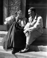 MARLENE DIETRICH in costume with MAURICE CHEVALIER outside Paramount Studios Soundstage during filming of THE SONG OF SONGS 1933 director ROUBEN MAMOULIAN novel Hermann Sudermann play Edward Sheldon c...