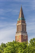 Tower of the historic town hall in Kiel, Germany