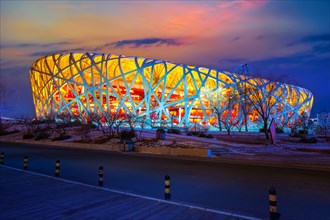 Beijing, China - Jan 11 2020: The national Stadium (AKA Bird's Nest) built for 2008 Summer Olympics, Paralympics and will be used again in the 2022 wi