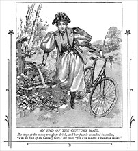 End of the 19th Century free spirited woman on a bike from On the road to health and happiness by Charles A. Vogeler Company [Advertising] Publication date 1897 [Next thing you she will want to vote]