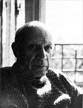 A portrait of the artist Pablo Picasso (1881-1973) in Antibes in 1952.