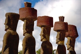 Ahu Naunau on Easter Island, Rapa Nui, South Pacific, Polynesia, Tongariki