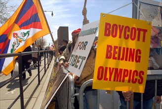 Tibetans express their displeasure with the alleged Chinese occupation of Tibet