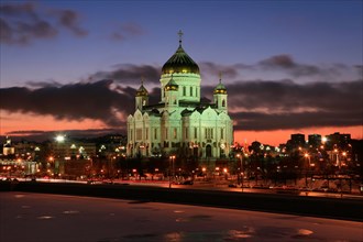 The Cathedral of Christ the Saviour during wintertime in Moscow, Russia