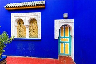 Door in the villa at the centre of the Jardin Majorelle ( Majorelle Garden ), Marrakech, Morocco, North Africa