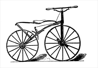 Velocipede from 1868, historical engraving, 1880