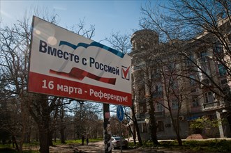 referendum billboard during in Simferopol during Crimea 2014 crisis