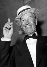 Actor Maurice Chevalier in his signature boater hat