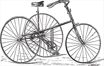 Velocipede, tricycle, vintage engraved illustration. Dictionary of words and things - Larive and Fleury - 1895.