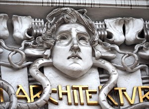 The Secession Building, Vienna, Austria. Close up of one of the Gorgon heads.