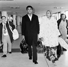 Boxer Muhammad Ali and wife Belinda at Heathrow Airport en route to Beruit from New York. 2nd March 1974