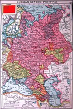 1922 coloured political map of Russia states with flag inset