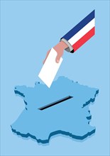 Vote for French election over a France map. All the objects, shadows and background are in different layers.