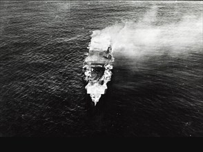 BATTLE OF MIDWAY 1942. The Imperial Japanese Navy's aircraft carrier HIRYU shortly before sinking on 5 June