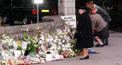 The Royal Family at Balmoral to inspect floral tributes for Diana, Princess of Wales.Â©Doug Peters/allactiondigital.com