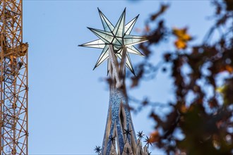 A new star of the Sagrada Familia is seen at the tower of the Virgin Mary.The new star of La Sagrada Familia at the tower of the Virgin Mary will become the second highest column of the Sagrada Famili...