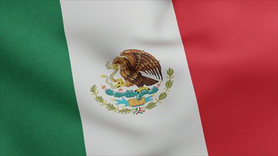 National flag of Mexico waving 3D Render, United Mexican States flag textile designed by Agustin de Iturbide and Francisco Eppens Helguera, coat of