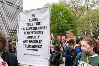 New York, USA. May 3, 2022, New York, New York, United States: More than 3 thousand people rally on Foley Square for abortion rights for women in light of Supreme Court leak showing that conservative ...