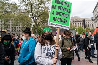 New York, USA. May 3, 2022, New York, New York, United States: More than 3 thousand people rally on Foley Square for abortion rights for women in light of Supreme Court leak showing that conservative ...