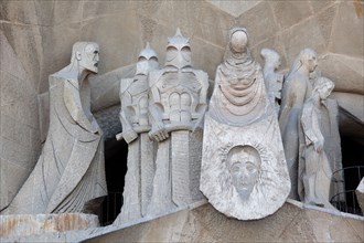 La Sagrada Familia Passion facade detail Barcelona Spain