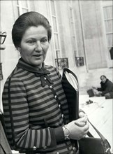 Sep. 02, 1977 - Mrs. Simone Veil, Minister of Social Affairs and Health, looks satisfied on account of the good news for Social