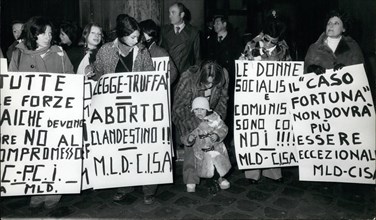 Feb. 26, 2012 - Abortion Rally - Many demonstrators took part in a rally organized by the Feminine Movement in front of the Parliament asking a law to introduce the free abortion in Italy. OPS:- Women...