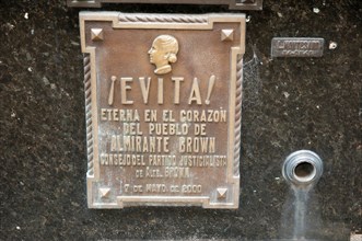 Eva Peron Grave Plaque - Buenos Aires - Argentina