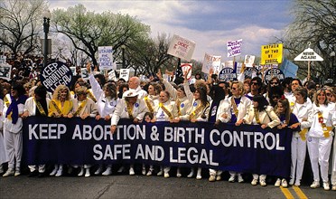 Washington, DC., USA, 10th April, 1989
In one of the biggest political rallies in U.S. history, more than 300,000 Pro Choice demonstrators marched on the Capitol on Sunday to tell the government and t...