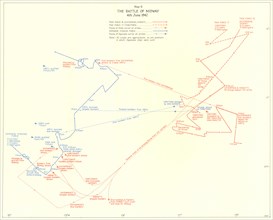 PACIFIC OCEAN: Battle of Midway 4th June 1942, 1956 vintage map