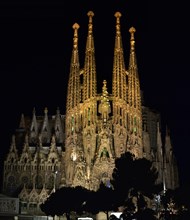 Holy Family Church at night Barcelona Spain