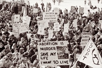"Right to Life" demonstration at The White House and The Capitol in Washington, D.C. on January 23, 1978, marking five years since the Supreme Court's 1973 Roe vs. Wade decision allowing for the murde...