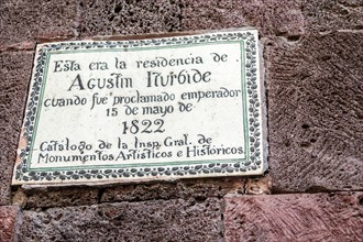 Mexico City,Mexican,Hispanic,historic Center Centre,Calle Madero,pedestrian street,historical marker,Agustin Iturbide,emperor,army general home,1822 M