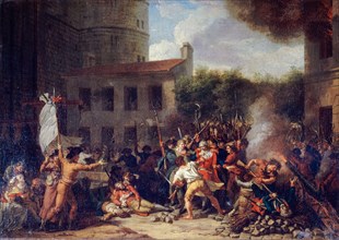 The Storming of the Bastille, July 14th 1789, the arrest of the Marquis de Launay, oil on canvas painting by Charles Thévenin, 1793
