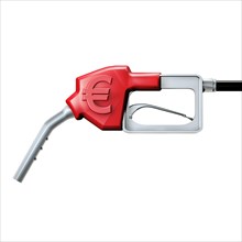 Fuel nozzle with Euro sign, background white,