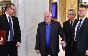 Moscow, Russian Federation. 22nd Nov, 2017. Czech President Milos Zeman (not on the photo) met last Soviet President Mikhail Gorbachev (centre) in Moscow today, on Wednesday, November 22, 2017, during...