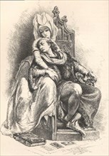 . Français : Charles VI et Odinette, gravure issue de l'ouvrage Histoire de France. 1875. par François GUIZOT, France 222 GUIZOT odinette