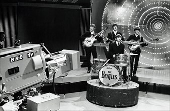 The Beatle's (John Lennon, Paul McCartney, George Harrison and Ringo Starr)live appearance on BBC Television's " Top of the Pops"1966. File Reference #1013_112 THA © JRC /The Hollywood Archive - All R...