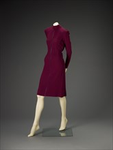 dress, 1940s, polyester, satin, L: 42 in. (back to hem) W: 19 in. (shoulder), Textile and Fashion Arts
