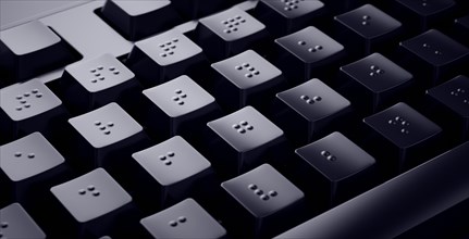 Black Braille Keyboard. Accessible keys for blind people.