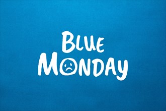 Stock image of a blue monday text on a blue background
