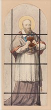 Study for the stained glass windows of the church St. Francis. St. Francis de Sales Emile Charles Hirsch (1832-1904). Etude pour des vitraux de l'église Saint-François. Saint François de Sales, 1873.