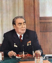 Soviet leader Leodid Brezhnev. Retro photo of Leonid Brezhnev
