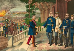 The surrender of Emperor of the French Napoleon III to the Prussians after the Battle of Sedan during the Franco-Prussian War aka Franco-German War of 1870. Louis-Napoléon Bonaparte, 1808 –1873. The o...
