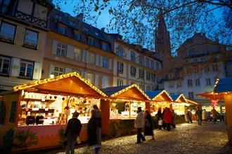 Christmas market at dusk - Strasbourg France