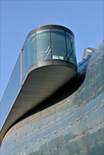 Detail of Needle Glass Viewing Platform and Outer Facade of Building of Kunsthaus Museum of Contemporary Art in Graz Austria