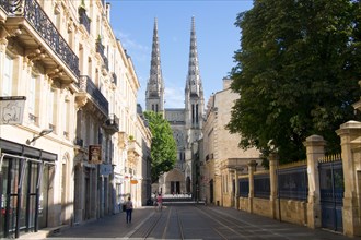 View toward Cathedral Saint Andre, Bordeaux, in the Aquitaine Region of France.