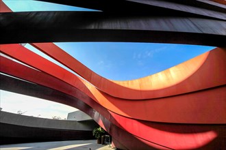 Exterior of the Design Museum Holon, Israel designed by Israeli architect and industrial designer Ron Arad in cooperation with B
