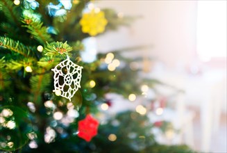 Crocheted decoration on Christmas tree