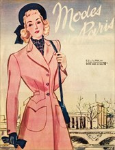 Cover of original vintage French fashion magazine Modes de Paris from 1940s dated 1st February 1947